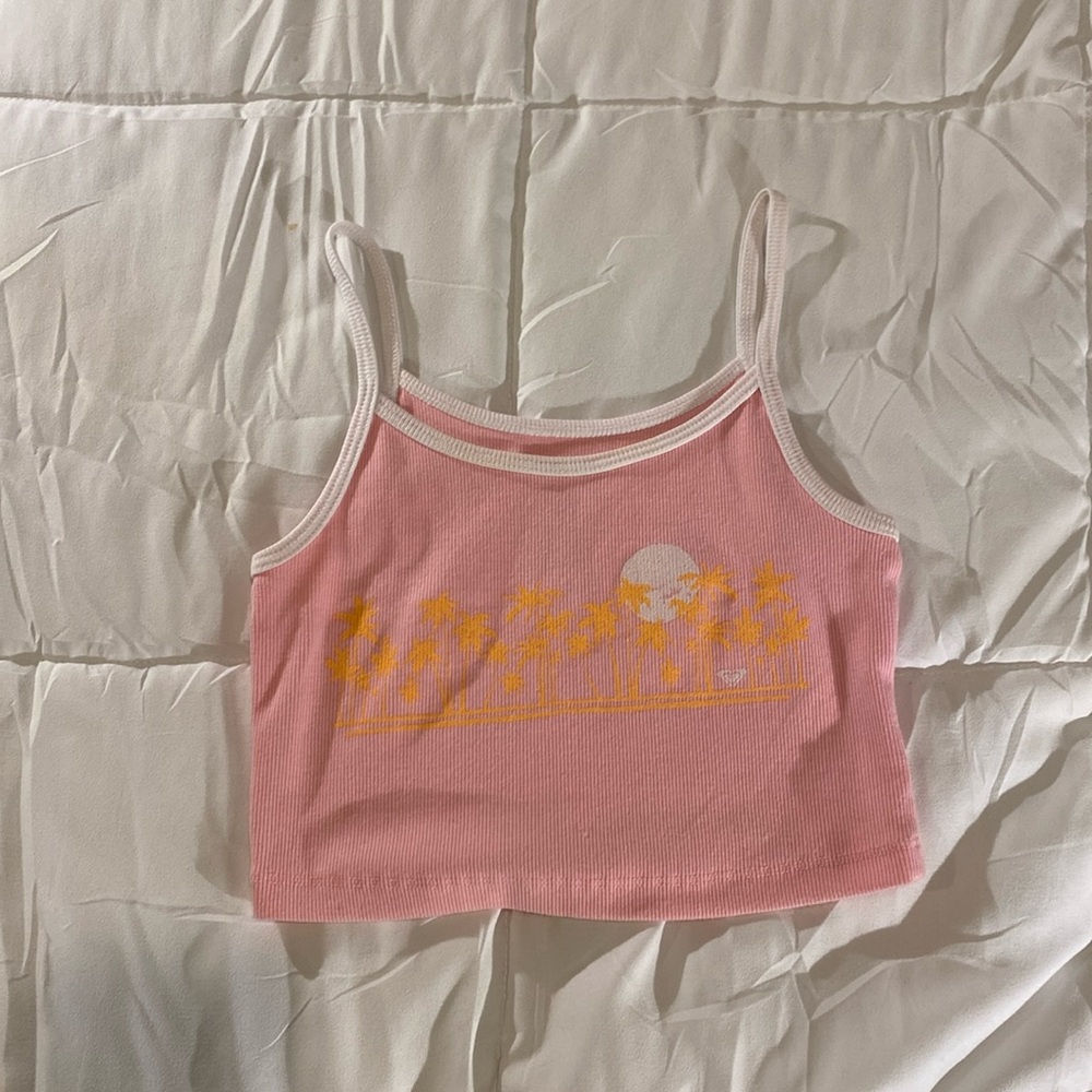 Roxy cropped tank top with palm trees